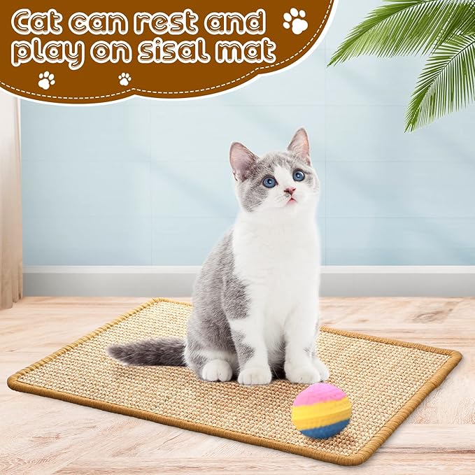 Newwiee 4 Pcs Cat Scratch Sisal Mat Cats 15.7 x 12 Inch Scratching Pad Rug for Cat Grinding Claws and Carpets Sofa Couch Furniture Door Protector
