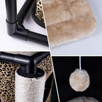 Goetland PVC Modern Cat Condo Cat House Cat Tree Small Cat Tower Bed Scratching Post Dangling Ball Hole for Kitty Indoors Cat Leopard