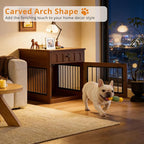 IRONCK Dog Crate Furniture, Wooden Dog Crate with Drawer and Flip-Top Storage, Indoor Dog House End Table for Small Breeds, for Living Room, Bedroom, Walnut