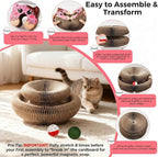 Magic Organ Cat Scratcher Toy, Large Extra-Thick Interactive Foldable Accordion Cardboard Scratching Board with Catnip & Bell Ball, Magnetic Enrichment Toy for Indoor Cats & Kittens