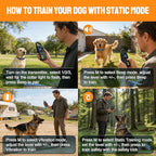 2-in-1 Dog Training Collar & Bark Collar, Safety Lock Remote, Adjustable Beep,Vibration & Shock,990ft Range,IPX7 Waterproof Dog Collar for 3 Dogs,Medium & Large,LED Light,Compass & Carabiner-2 Collars