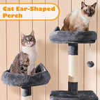 Yaheetech 70.5in Cat Tower, Multi Level Cat Tree Kitten Condo with 2 Condos & 2 Plush Perches & Scratching Post & Dangling Ball for Medium/Large Cats Dark Gray