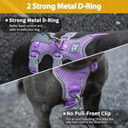 Huntboo Escape Proof Dog Harness,No Pull Reflective Harness with Lift Handle,Adjustable Pet Vest with Front and Back Leash Clips for Small Medium Large Dogs Walking Hiking Training(Lavender Purple,XL)
