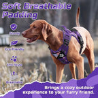 rabbitgoo Tactical Dog Harness for Small Dogs, No Pull Military Service Vest with Handle & Molle, Easy Control for Training Walking, Adjustable Reflective Straps, Purple Camo, S