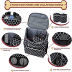 BAGLHER Dog Travel Bag Backpack, Airline Approved Pet Supplies Backpack, Dog Travel Bag with 2 Silicone Collapsible Bowls and 2 Food Baskets DLBlack