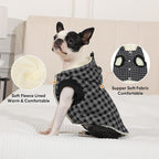 Fleece Lining Dog Hoodie for Small Dogs Extra Warm Plaid Sweater with Drawstring Hooded Coats in Winter Puppy Jacket,Black S