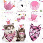 Weewooday Dog Birthday Party Supplies Birthday Boy Girl Cake Bandana Triangle Scarf Party Hat Dog Bow Tie Collar with Numbers for Large Medium Small Dog Puppy 1st Birthday(Novel Style,Medium)