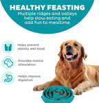 Outward Hound Fun Feeder Slo Bowl – Large 4‑Cup Capacity, Slow Feeding, Medium to Large Dogs, Non‑Slip, Turquoise, Drop Pattern