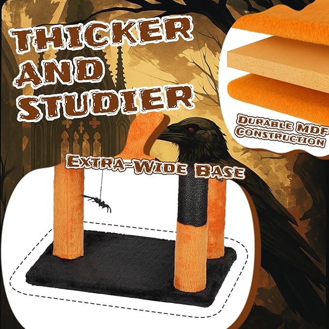 Gothic Cat Tree, 39.4" Halloween Cat Tree, Black Cat Tower for Indoor Cats with Sisal Scratching Posts, for Indoor Cats with Spacious Cat Condo, Sisal Scratching Posts, Hanging Toys, Orange & Black