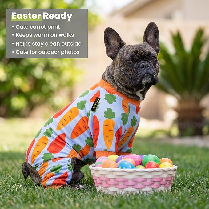 Fitwarm Carrot Dog Flecce Pajamas, Funny Easter Outfit for Small Dogs Boy Girl, Cute Pet Clothes, Blue, Orange, Red, Green, Small