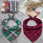 Remifa Dog Bandanas - 6PCS Birthday Gift Washable Green Black Blue Red Square Plaid Printing Christmas Dog Bib Double Reversible Kerchief Scarf Adjustable Accessories for Small to Large Dog Puppy Cat