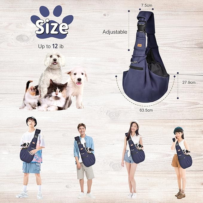 CUBY Dog and Cat Sling Carrier - Hands Free Adjustable Small Pet Sling - Soft Pouch and Tote Design - Suitable for Puppy, Small Dogs Cats Outdoor