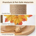 Maple Leaf Cat Tree, 41.7-Inch Cat Scratching Post with Rolling Ball Toy, Large Cat Activity Center for Indoor Cats, Modern Apartment-Friendly Design