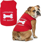 Parisian Pet Dog Shirt – 100% Cotton Shirts for Large Dogs – Sleeveless Red Lifeguard Puppy Vest – Lightweight and Breathable Pet Apparel – Pullover Summer Dog Clothes - Stretchy T Shirts for Dogs