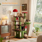 IRONCK Mushroom Cat Tree for Indoor Cats, 58" Multi-Level Cat Tower with Scratching Posts, Anti-Tip Extra Wide Base, Plush Cat Condo & Hammock Furniture for Cats, Easy Assembly
