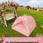 Cat Princess Indoor Tent House - Dog House Indoor/Outdoor Lace Mesh Breathable Windows Door Curtains Removable Portable Cave Nest Bed Bunny and Puppy (Pink, m)