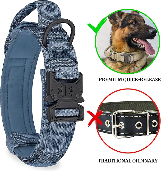 COOYOO Dog Collar,3 Piece Set Tactical Dog Collars, Adjustable Military Training Nylon Dog Collar with Control Handle and Heavy Metal Buckle for Medium and Large Dogs