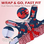 EXPAWLORER Dog Harness Small Medium Sized Dogs, Plaid Dog Dress Bowknot Harness and Leash Set, No Choke No Pull Soft Mesh Vest Cute Princess Puppy Outfits Clothes Costume for Girls Party Cats Navy S