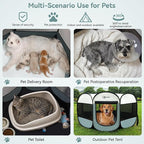 Large Dog Cat Playpen, Puppy Pet Playpen Indoor for Dog Crate Tent Cage Outdoor, Portable Pop Up Dogs Enclosure Kennel with Carrying Case for Dogs/Cats/Rabbits, Grey