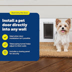 PetSafe Wall Entry Pet Door - Rust-Free Telescoping Frame - Easy Install for Interior & Exterior Walls 4 3/4" - 7" Thick - Small - for Pets Up to 15 Lb
