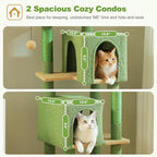 PEQULTI 62" Cat Tree for Indoor Cats, Multi-Level Cat Tower with Cozy Cat Condo Clearance Prime, Green