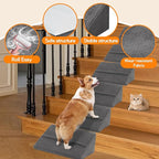 Dog Ramp for Stairs for Small & Senior Dogs and Cats, Non-Slip Foam Indoor Pet Ramp with Self-Sticky Pads, Dog Ramp for Stairs Inside House(Dark Gray, 6 Pack)