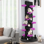 NUNU LAB 90.5 Inch Tall Cat Tree - Large Magic Forest Cat Tree Tower with Sisal Scratching Posts, Side Hideout & Platforms, Multi-Level Solid Wood Cat Condo with for Multi-Cat Homes (Large Purple)