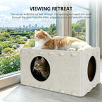 Cat House for Indoor Cats, Scratch Resistance Cat Cave Bed, Felt Peekaboo Cat Hideaway for Large & Multiple Cats Up to 22Lbs, Cream