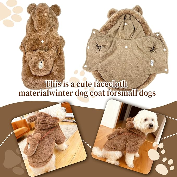 Cute Dog Coats for Small Dogs Clothes for 10 to13lbs - Hoodie Dog Jackets for Small Dogs Warm Small Dogs Coats Back Length 13-14" Suitable for Cold Weather