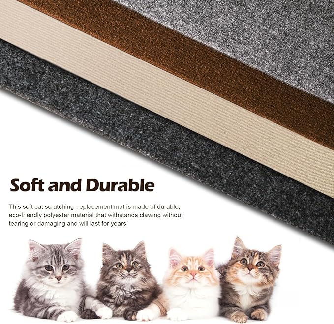 Cat Scratch Mat - 78.74"x15.74" Self-Adhesive Anti Scratching Pad for Couch, Trimmable DIY Cat Sofa Furniture Wall Cat Tower Protector, Replacement Pads for Pet Couch Protector from Claws Dark Brown
