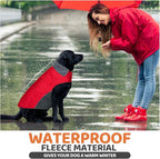 Winter Dog Coat 100% Waterproof Thicken Pet Jacket for Lab Pitbull Doberman Standard Poodle,German Sheperd Large Bread Dog(Red,3XL)