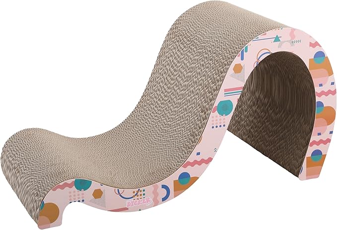 CSR1013D Kona 27" Modern Cardboard Double-Sided Wave Cat Scratcher with Catnip, Pattern Party