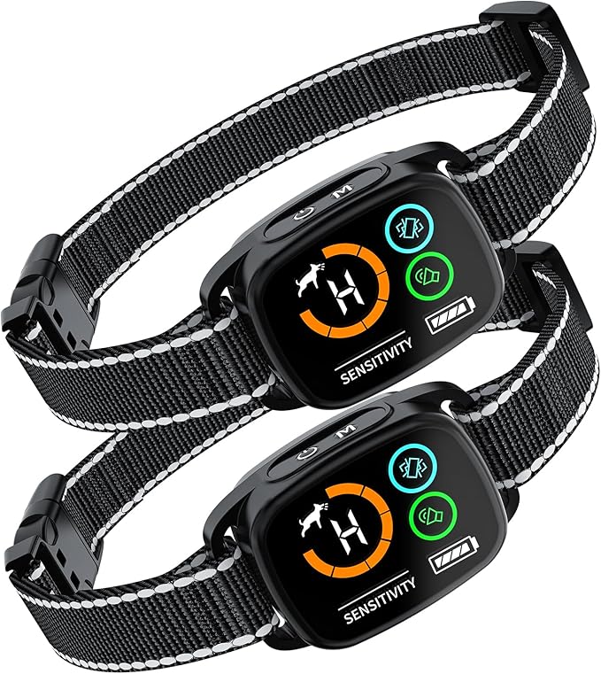 Dog Bark Collar, Rechargeable Smart Collar Set of 2, Anti-Bark Collar for Small Medium Large Dogs,Bark Collar with 6 Adjustable Sensitivity, 3 Mode Beep/Vibration/Beep&Vibration,Waterproof IP67(Black)