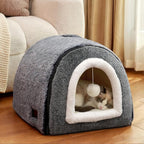 Cat Bed for Indoor Cats,2-in-1 Convertible Cat Bed & Cave,Foldable Washable Cat House,Soft and Thick Removable Inner pad, Anti-Slip Bottom,cat Tent for Kittens,Cats & Small Dogs,Dark Grey