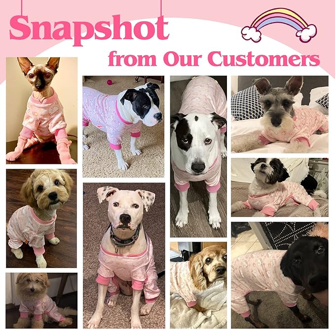 KYEESE Dog Pajamas Stretchy Pet Jammies Coat Comfy Pet Onesie Costume Velvet Dog Pajamas Small Sized Dogs Soft Dogs Clothes Pjs with Pink Unicorn Pattern, Large