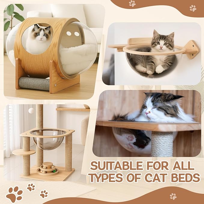6 Pcs Acrylic Dome Cat Bubble, 11.8 Inch Space Transparent Capsule Cover Clear Plastic Dome Bed Replacement for Cat Tree/Window Perch, DIY Nest Accessories for Hammock Catching Tree Shelves Peek