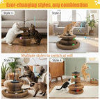 Magic Organ Cat Scratcher Toy, Kitty Curls Cat Scratcher Accordion Foldable Kurlz-Style Cat Toy with Strong Suction Cup & Metal Teaser Wand - DIY Interactive Shapes for Indoor Cats