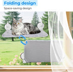 L&W BROS. 2PC Cat Window Perch with Lever Lock Suction Cups Holds up to 50 lbs Foldable & Space Saving Design Heavy Duty Window Hammock for Large or Multiple Cats (L 2Pc)