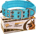 ADITYNA Heavy Duty Dog Collar for Large Dogs - Reflective Blue Collar with Handle for Training, and Walking - Wide, Thick, Tactical, Soft Neoprene Padded