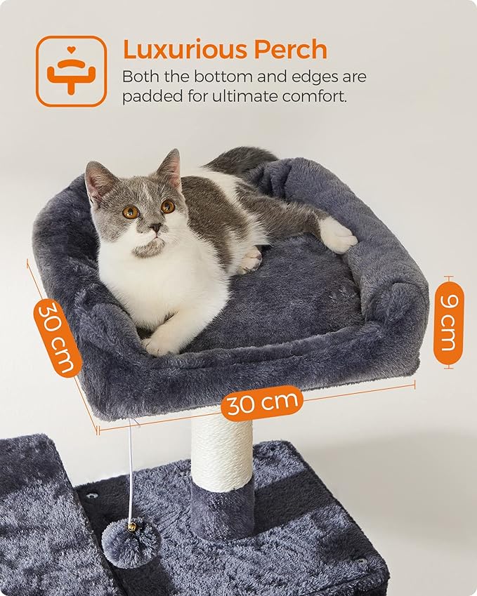 FEANDREA Cat Tree, XXL Cat Condo, 164 cm, Smoky Grey PCT087G01