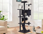70 Inch Cat Tree Tower - Multi-Level Kitten Condo with Scratching Post, Plush Perch, Dangling Ball - Heavy Duty for Large Cats - Dark Grey