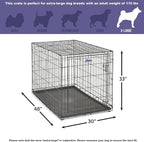 MidWest Homes for Pets 48-Inch iCrate for Extra-Large Breeds, 90-110 lbs, Single Door Folding Dog Crate with Divider Panel, Leak-Proof Tray & Secure Latches, Portable, Durable & Easy to Assemble