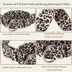 1.5 Inch Martingale Collar for Dogs - Dog Training - Big, Wide & Thick Dog Collar - Escape-Proof, Durable and Comfortable- for Large Breeds Walking, Running & Training -Leopard M