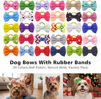 Puppy Hair Bows Small Dog Mini Rubber Bands Doggie Bowknot Pet Grooming Accessories 60pcs (30 Pairs) - Puppy Bows for Small Dogs Girl
