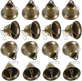 BigOtters Craft Bells, 16PCS Bronze Jingle Vintage Bells (1.5" X 1.7") with Spring Hooks Hanging for Wind Chimes Housebreaking Making Dog Potty Training Doorbell Wedding Decor DIY Favor