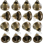 BigOtters Craft Bells, 16PCS Bronze Jingle Vintage Bells (1.5" X 1.7") with Spring Hooks Hanging for Wind Chimes Housebreaking Making Dog Potty Training Doorbell Wedding Decor DIY Favor