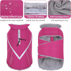 VIVAGLORY Snowrap Dog Coat, Jacket with Harness Hole, Dog Coat for Winter & Cold Weather, Fluffy Warm Fleece Lined Reflective Water Resistant for Puppy, L, Fuchsia