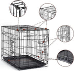 DONORO Dog Crates for Small Size Dogs Indoor Double Door Dog Kennels & Houses for Puppy and Cats, Collapsible Metal Contour Dog Cages (Black, 30.0" L x 19.0" W x 21.0" H)