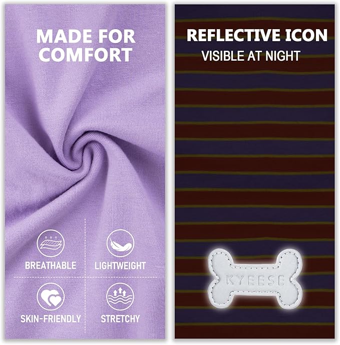 KYEESE 2Pack Dog Shirt, Soft Striped Dogs T Shirts, Lightweight Pet Tank Top, Sleeveless Dog Shirt for Small Dogs, Stretchy Comfortable Pet Vest, Purple+Orange Striped, Large