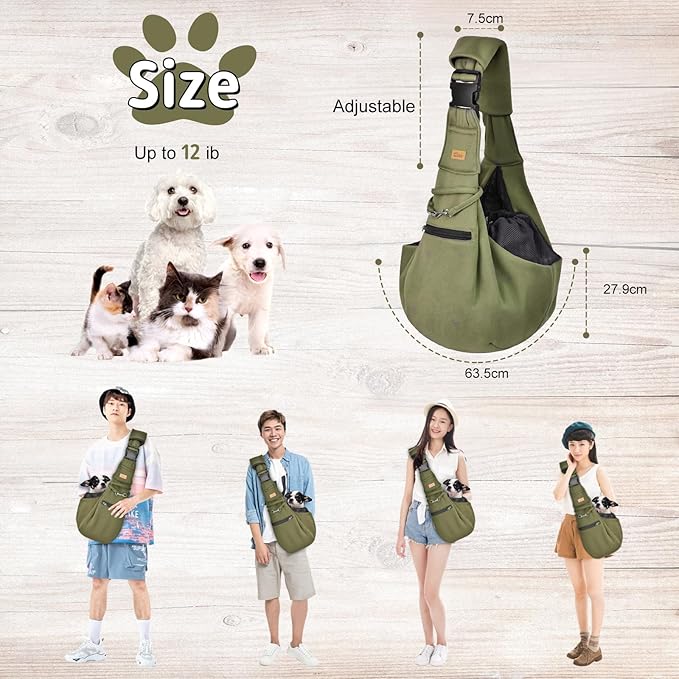 CUBY Dog and Cat Sling Carrier - Hands Free Adjustable Small Pet Sling - Soft Pouch and Tote Design - Suitable for Puppy, Small Dogs Cats Outdoor